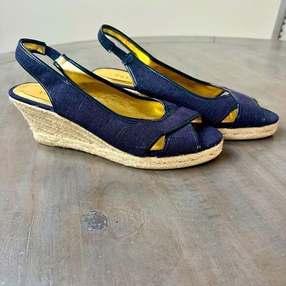 Talbots navy blue canvas, espadrille wedge sandals. - Picture 1 of 6